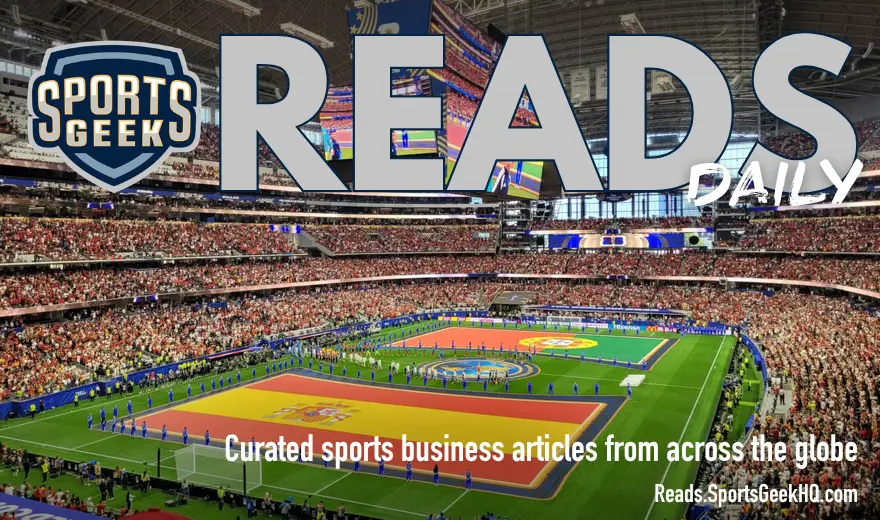 Sports Geek Reads Daily template over AT&T Stadium during the 2026 World Cup