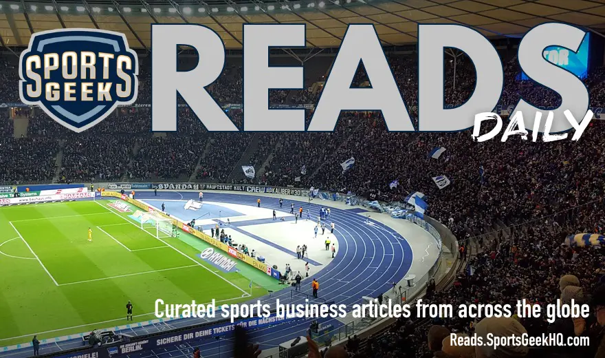 Sports Geek Reads Daily featured image showing Hertha Berlin supporters during the 2018/2019 Bundesliga match against Eintracht Frankfurt.