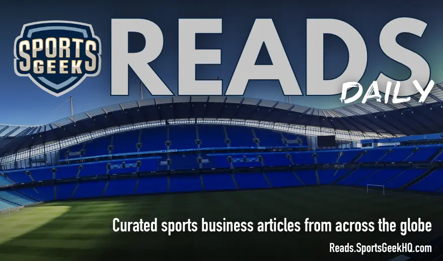 Etihad Stadium with Sports Geek Reads Daily branding