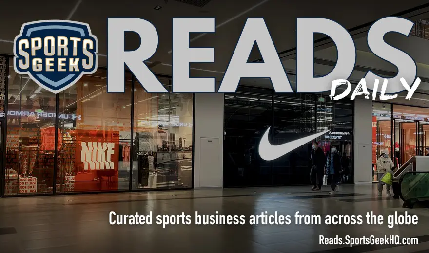Nike store with Sports Geek Reads Daily branding