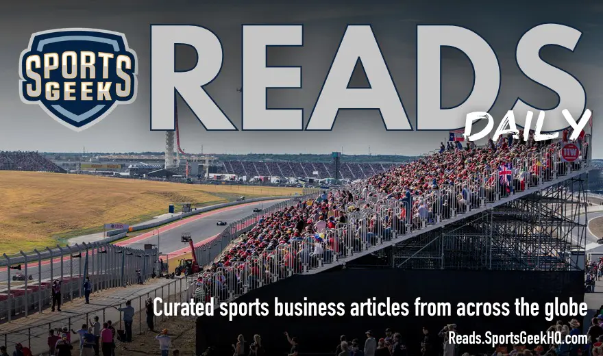 SG Reads Daily feature image showing crowds at Circuit of the Americas for the Grand Prix/event economics theme.
