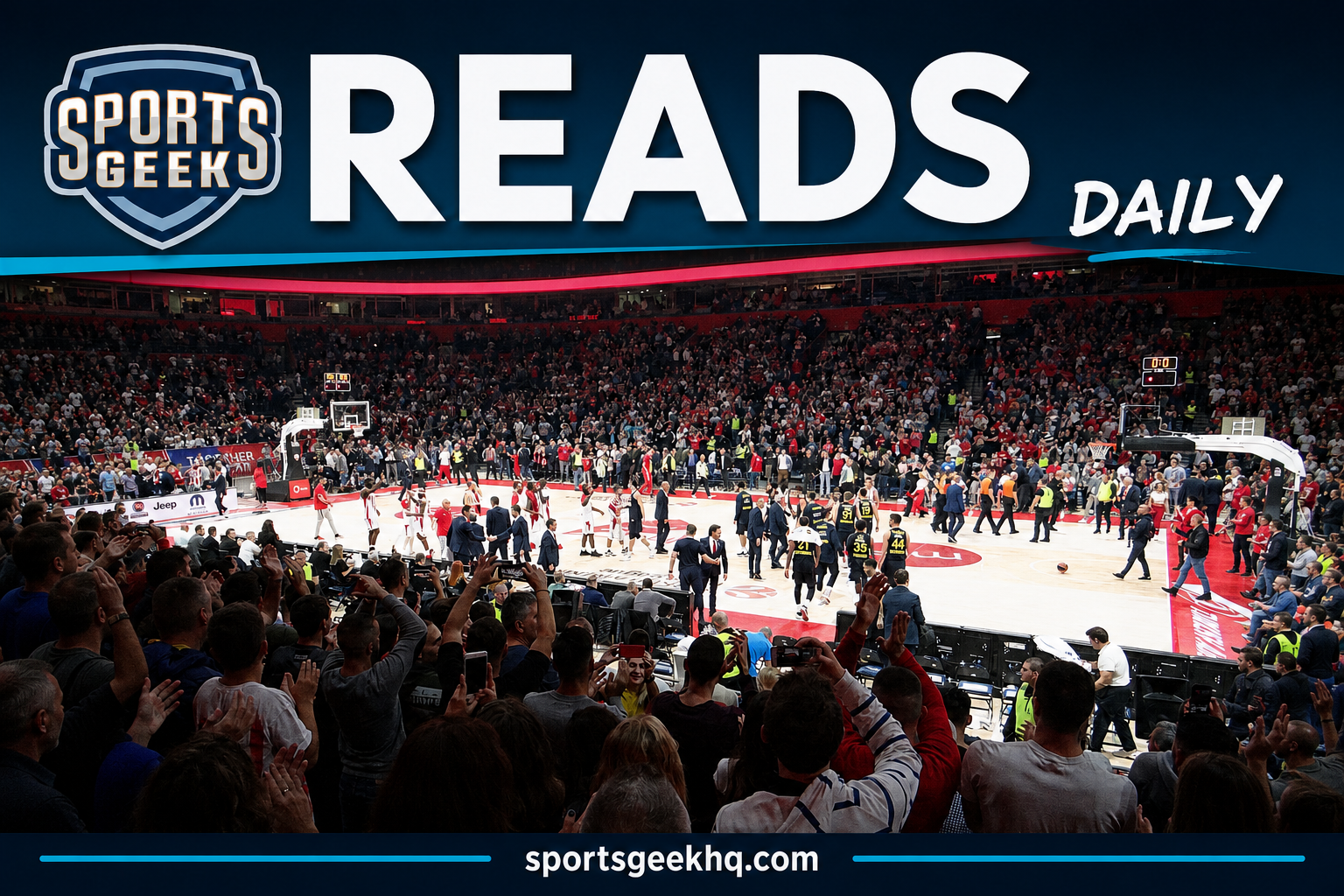 Sports Geek Reads Daily EuroLeague basketball feature image based on 2019 Crvena zvezda versus Fenerbahçe archival photograph
