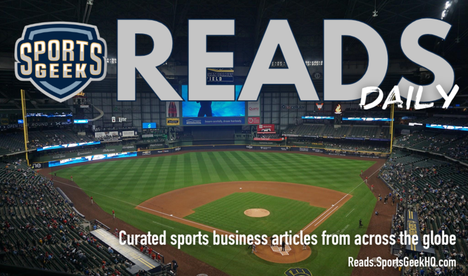Sports Geek Reads Daily feature image for post 22624; File:St. Louis Cardinals vs. Milwaukee Brewers September 2023 01 (American Family Field).jpg photo with original transparent branding overlay