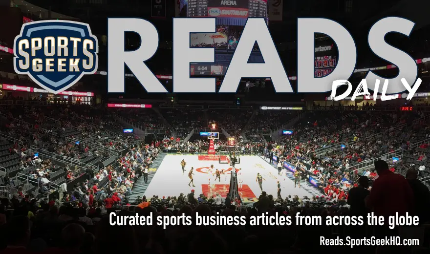 Sports Geek Reads Daily over 2019 Bulls–Hawks NBA arena photo by Bama in ATL, CC BY-SA 4.0