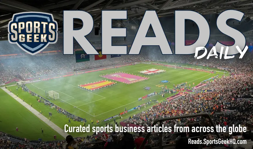 Sports Geek Reads Daily over 2023 Women’s World Cup final stadium photo by Storm machine, CC BY-SA 4.0