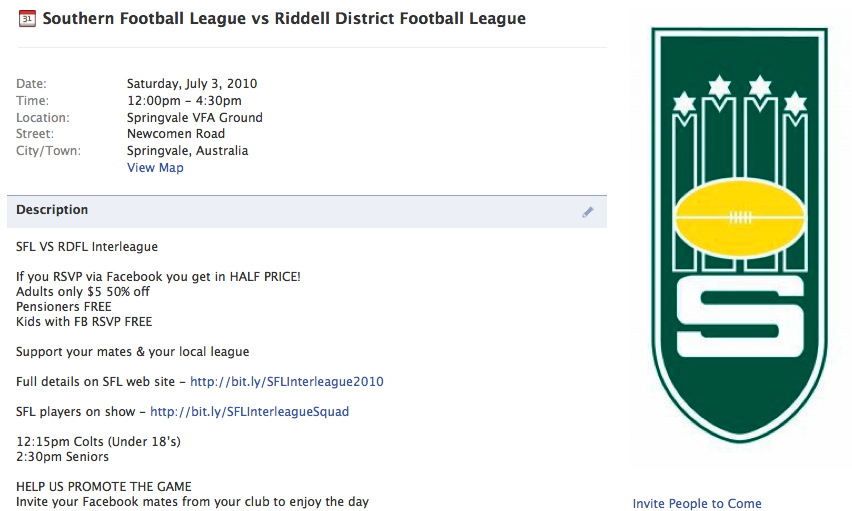 Southern Football League Vs Riddell District Football League Facebook promotion