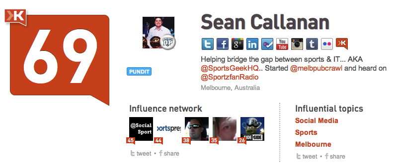 Here is Sean Callanan Klout
