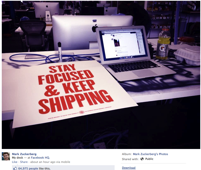 Mark Zuckerberg's Desk - Keep Focused & Keep Shipping