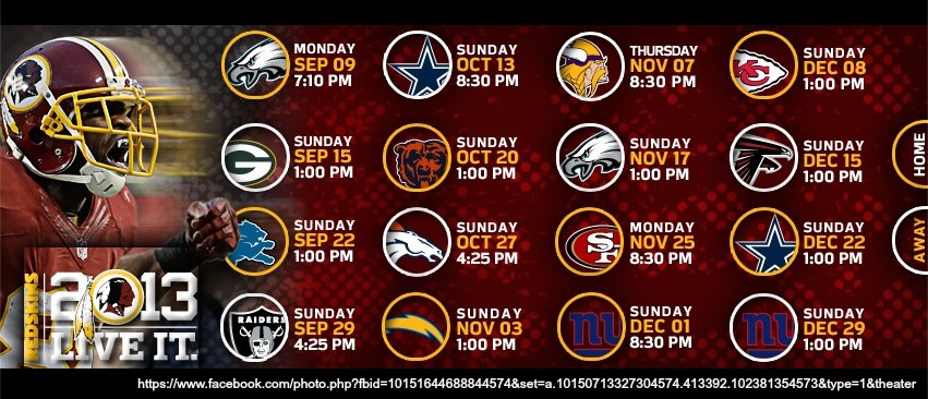 NFL Team Schedule Facebook Announcements