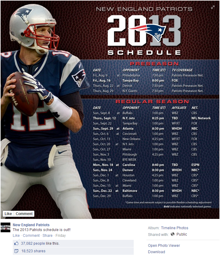 New England Patriots Schedule Announcement