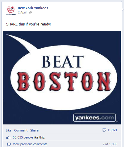 Yankees - Beat Boston FB post