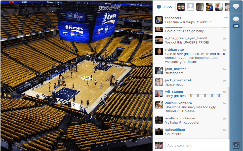 Indiana Pacers show off their #GoldOut campaign via Instagram