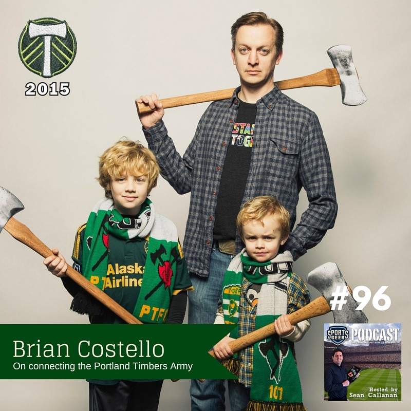 Brian Costello posing with his boys and those famous axes